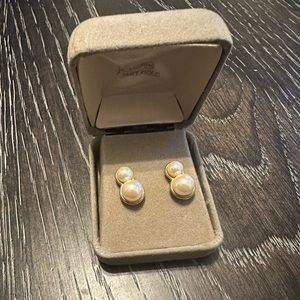 Vintage 14kt Plated? Pearl Earrings Jad In Box